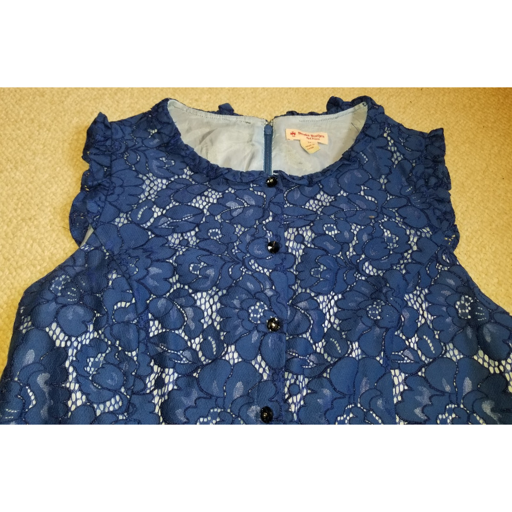 Womens Dress-BROOKS BROTHERS-RED FLEECE-blue floral lace Fairy Old Money-12 - Picture 3 of 4